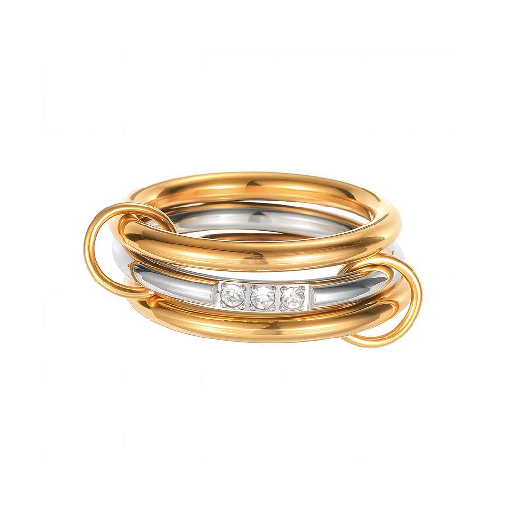 three stacked ring - gold mixed silver