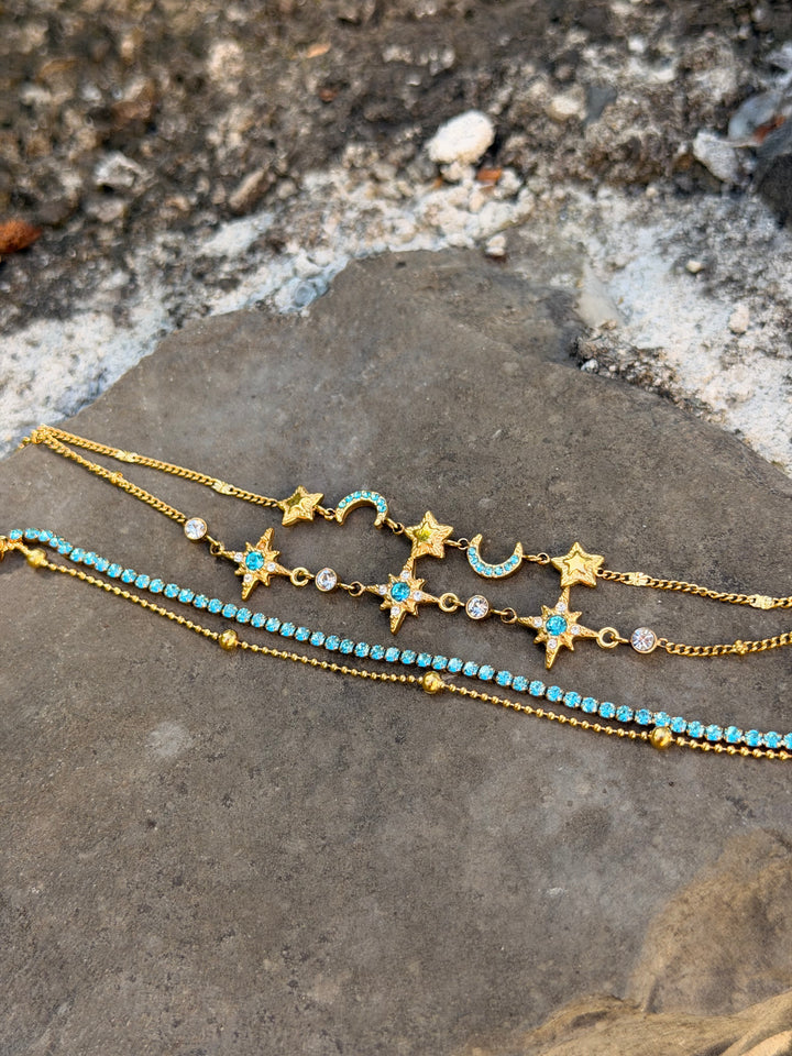 Tennis bracelet blue double